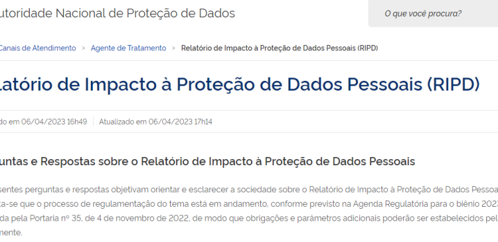 Relatório de Impacto à Proteção de Dados Pessoais (RIPD)